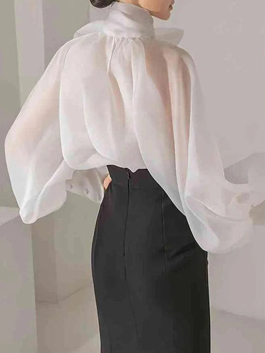 Levoire | Élégante Blouse Transparente En Organza À Nœuds Intemporels Et Chics