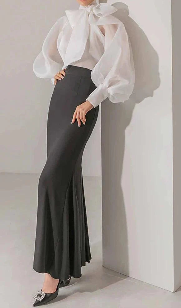 Levoire | Élégante Blouse Transparente En Organza À Nœuds Intemporels Et Chics