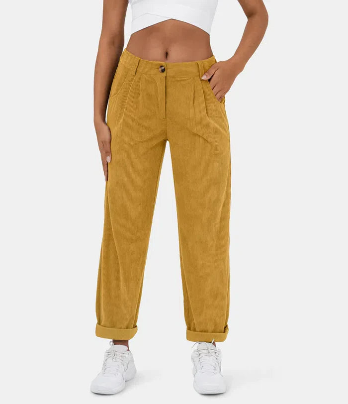 Levoire | Pantalons pour femmes style corduroy Khaki