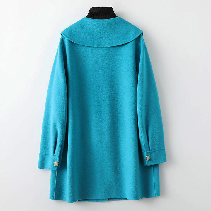 Levoire | Printemps Mi-Long Veste En Laine Réversible Bleu