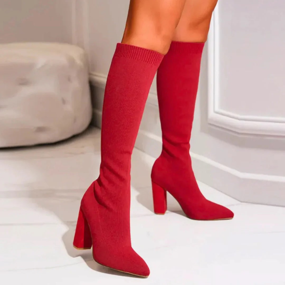 Levoire | Botte Élégante Mi-Mollet À Talons Hauts Rot