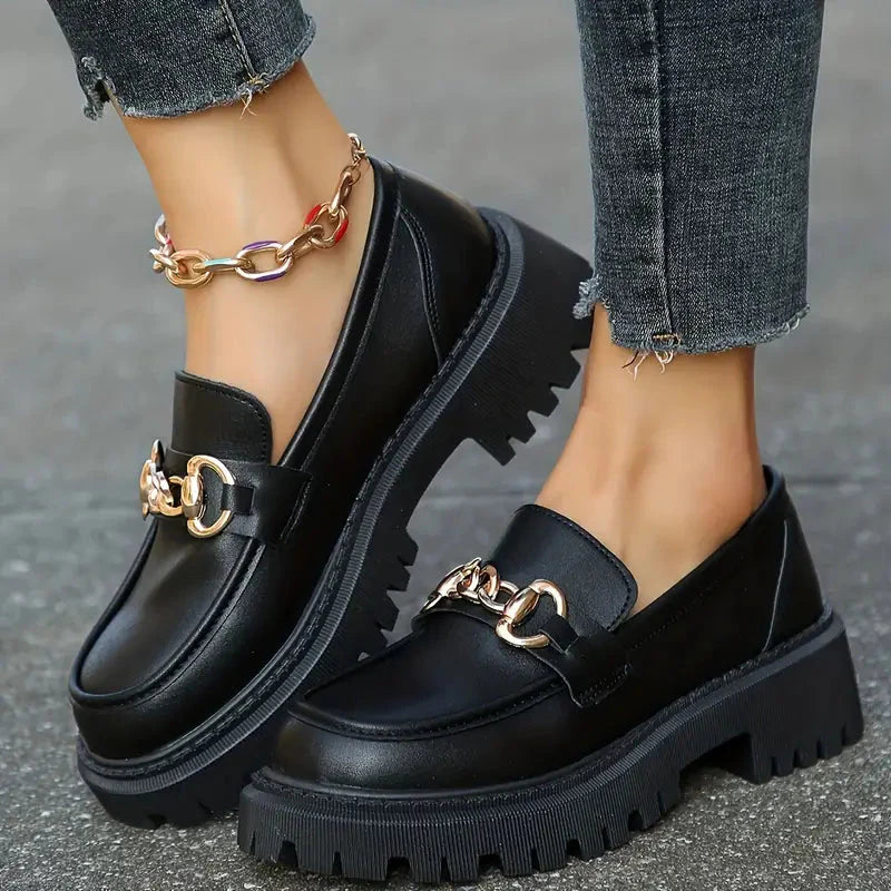 Levoire | Mocassins, Slip On, Chaîne Décor, Chaussures Femme, Chaussures À Plateforme Noir