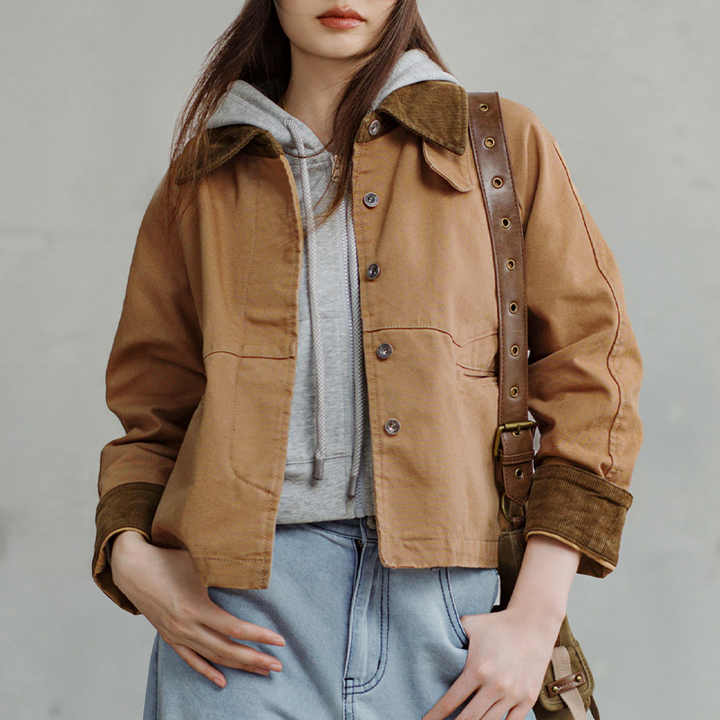 Levoire | Veste Élégante Avec Col En Velours Côtelé Vintage