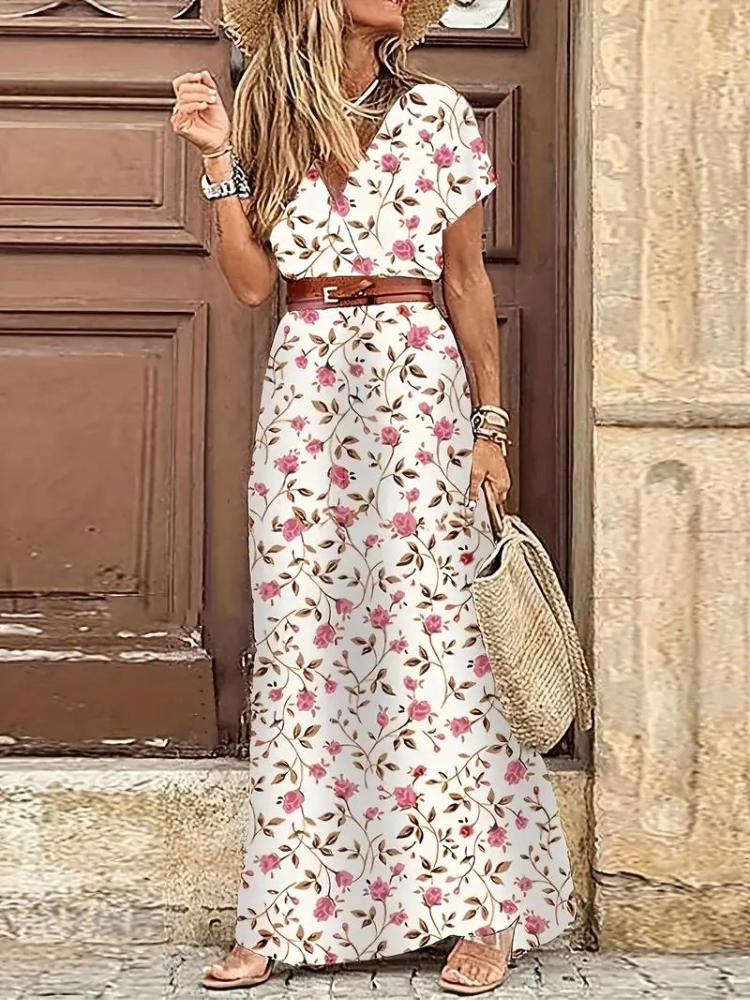 Levoire | Maxi Robe Imprimée Robe Boho Pour L'Été Blanc
