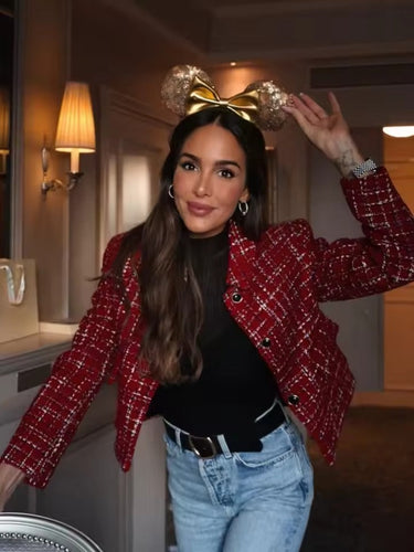 Levoire | Blazer À Carreaux Rouges Pour Femmes Avec Boutons