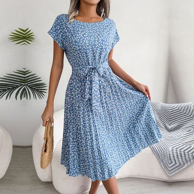 Levoire | Robe D'Été Bleue À Motif Floral Bleu