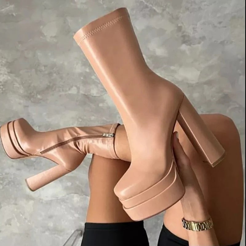 Levoire | Bottines À Plateau Tendance Pour Femmes Beige