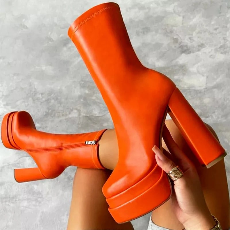 Levoire | Bottines À Plateau Tendance Pour Femmes Orange