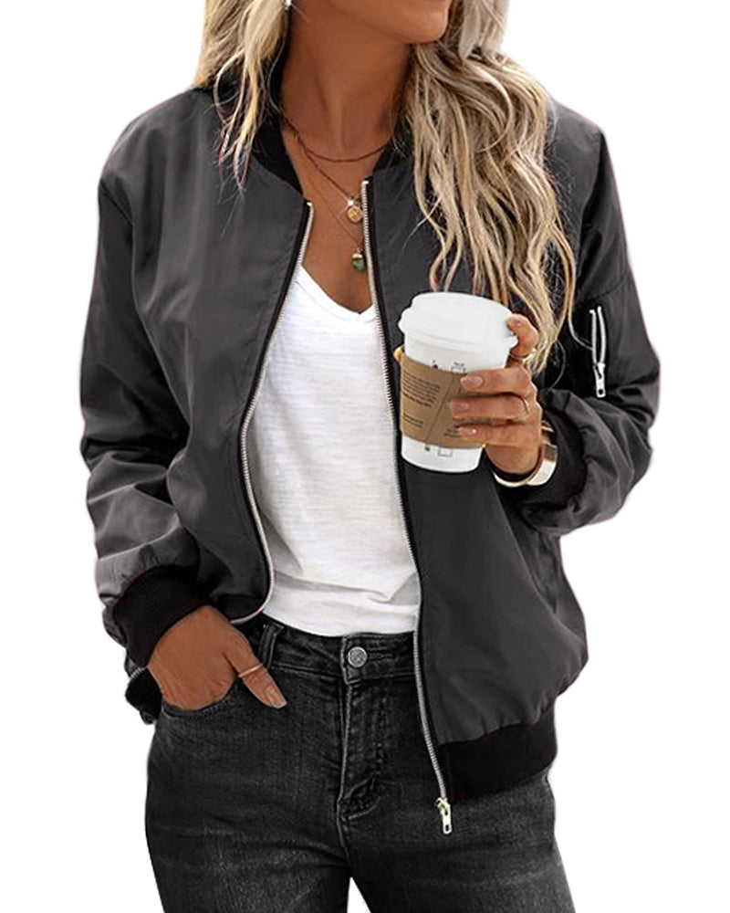 Levoire | Veste Bomber Cool Pour Streetwear Décontracté Gris