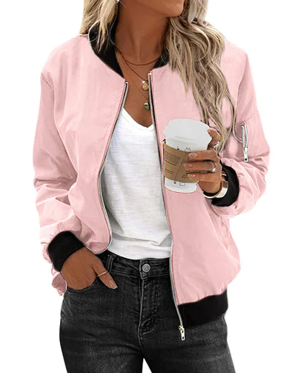 Levoire | Veste Bomber Classique Élégante avec Poches Rosa