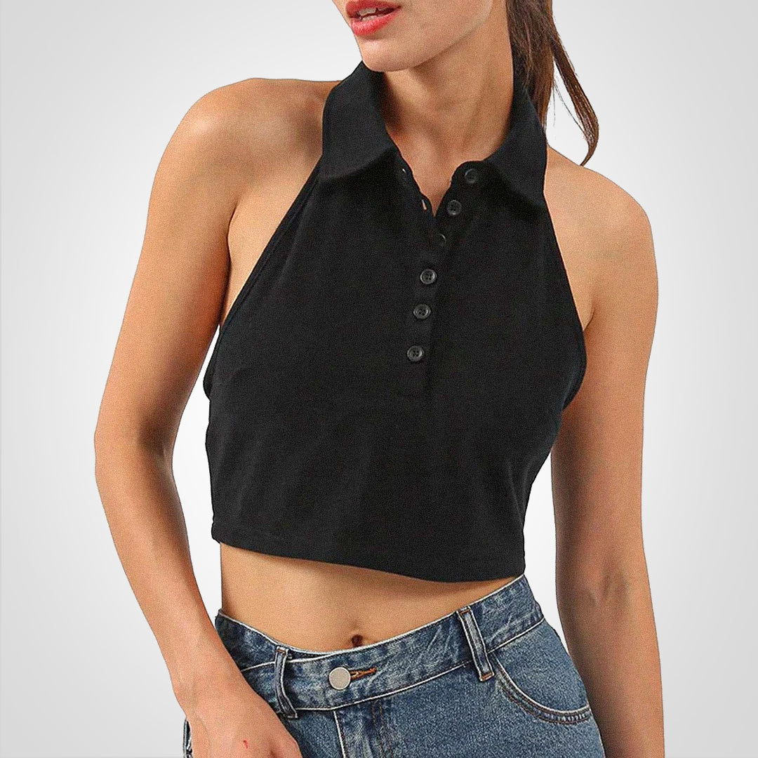 Levoire | Polo Top Ouvert Court Noir