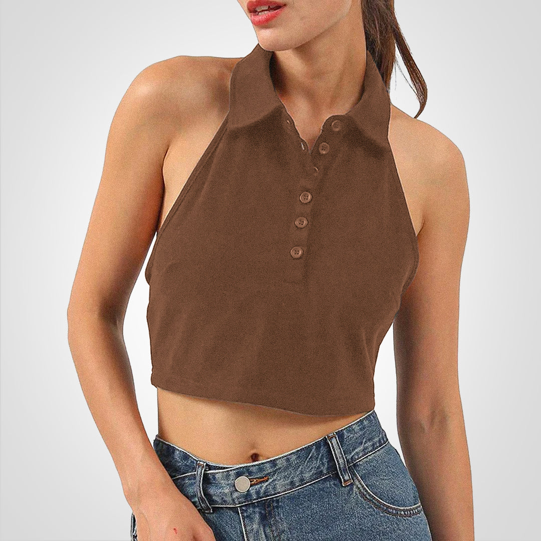 Levoire | Polo Top Ouvert Court Braun