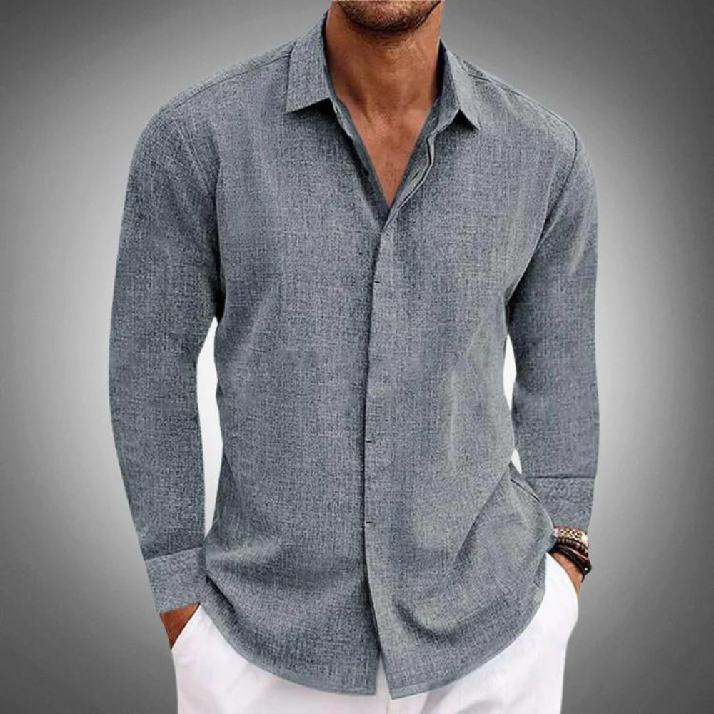 Levoire | T-shirt en Coton Lin Respirant à Manches Longues Gris