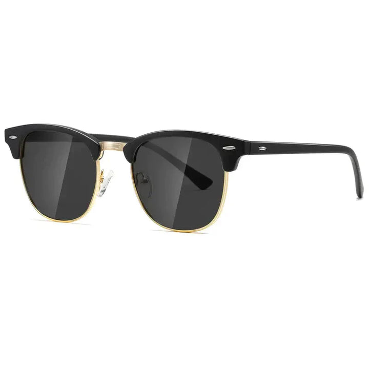 Levoire | Lunettes De Soleil Classiques Polarisées De Pilote Monture Noir Doré Lentille Noire