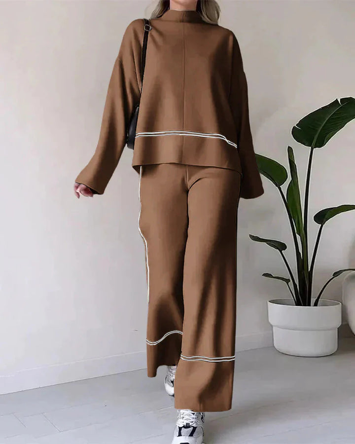 Levoire | Ord Set Femme Grande Taille Pull Et Pantalon À Jambe Large Ensemble Deux Pièces Braun
