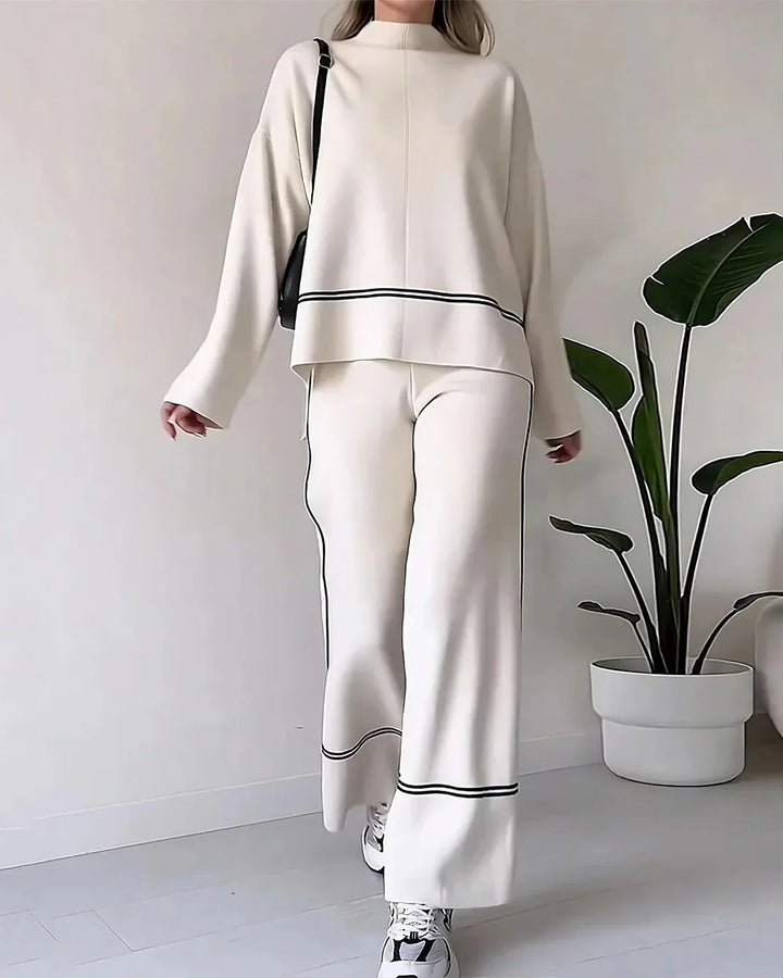 Levoire | Ord Set Femme Grande Taille Pull Et Pantalon À Jambe Large Ensemble Deux Pièces Blanc