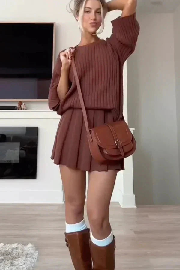 Levoire | Ensemble Ord Pull En Tricot Mini Jupe Jupe Et Blouse Ensemble Deux Pièces Femme