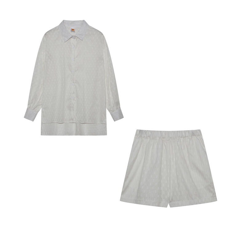 Levoire | Set Ord Femme Chemise À Boutons À Manches Longues Et Short Court Set Pour L'Été