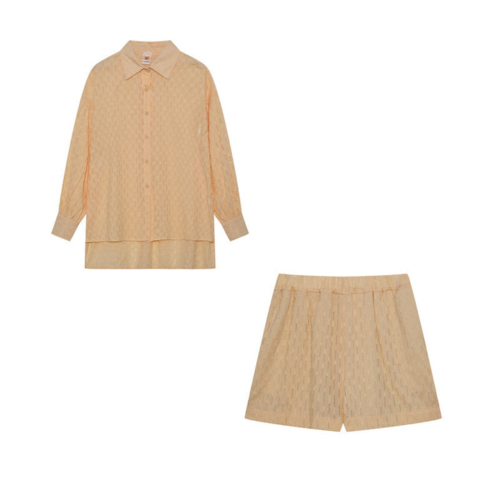 Levoire | Set Ord Femme Chemise À Boutons À Manches Longues Et Short Court Set Pour L'Été