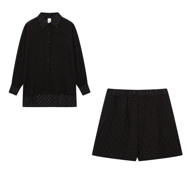 Levoire | Set Ord Femme Chemise À Boutons À Manches Longues Et Short Court Set Pour L'Été