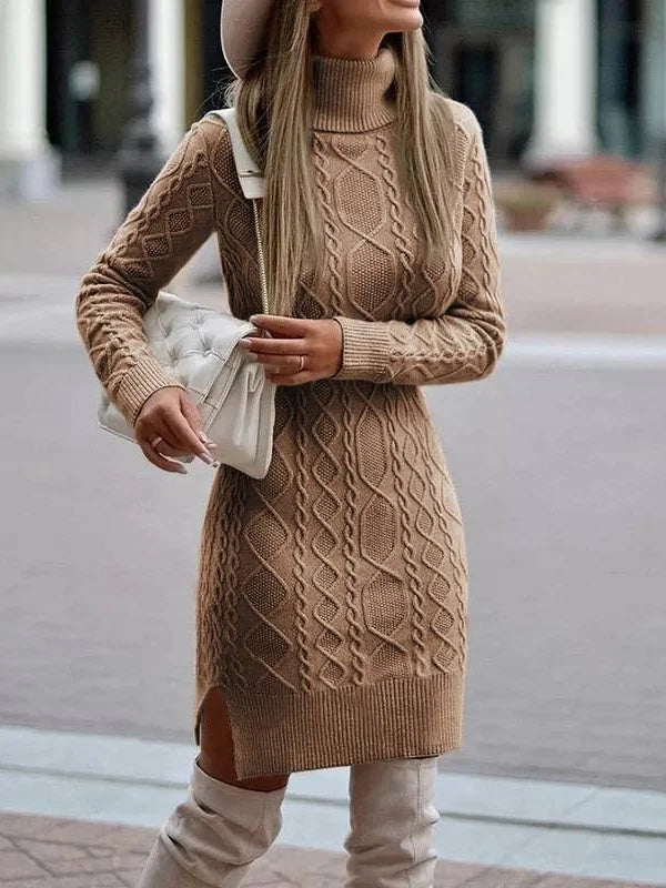 Levoire | Midi Robe Avec Col Roul Café