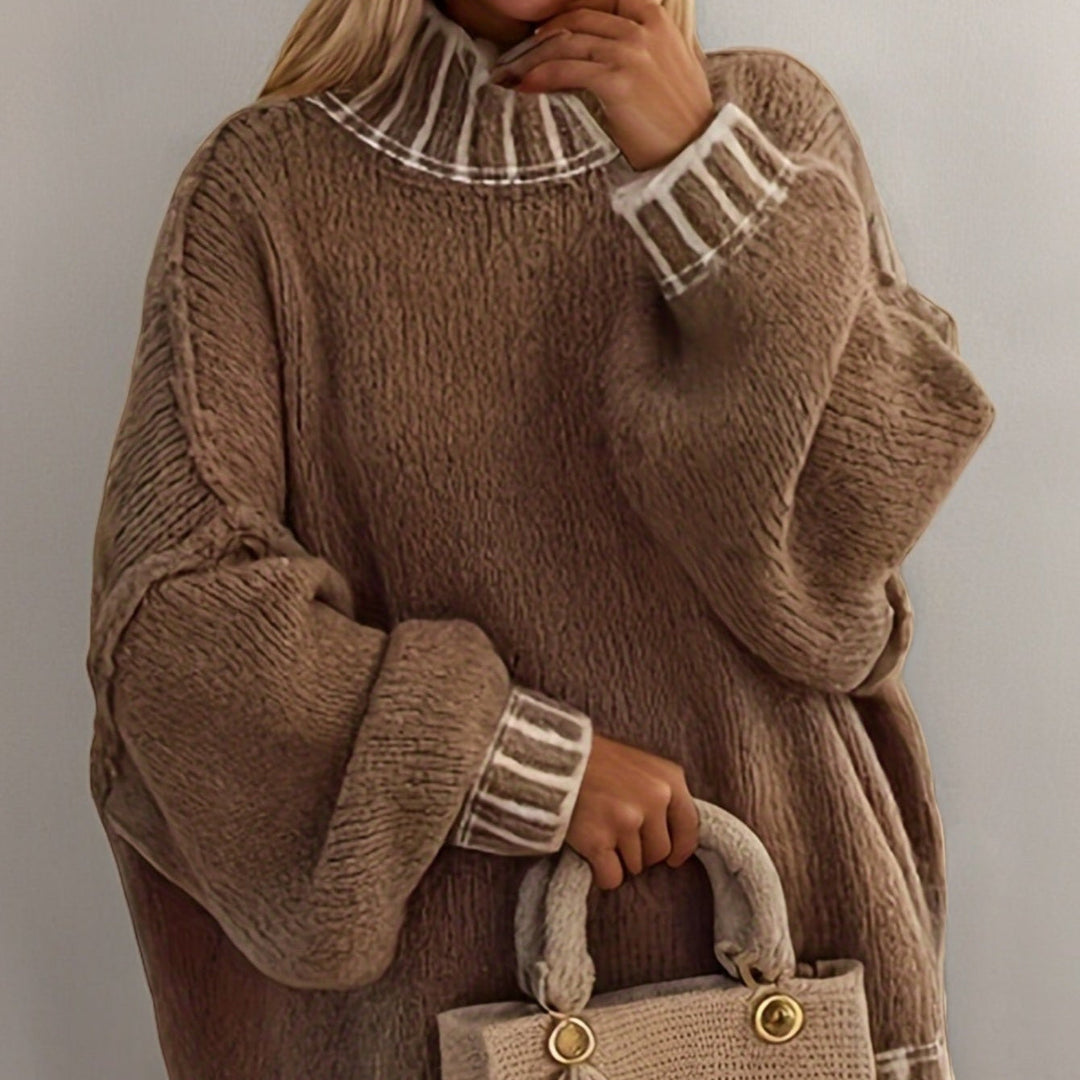 Levoire | Grande Taille Pull Avec Col Haut Et Détails Élégants