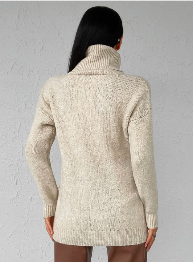 Levoire | Col Montant Pull En Tricot À Manches Longues Mode En Tricot Pour Femmes