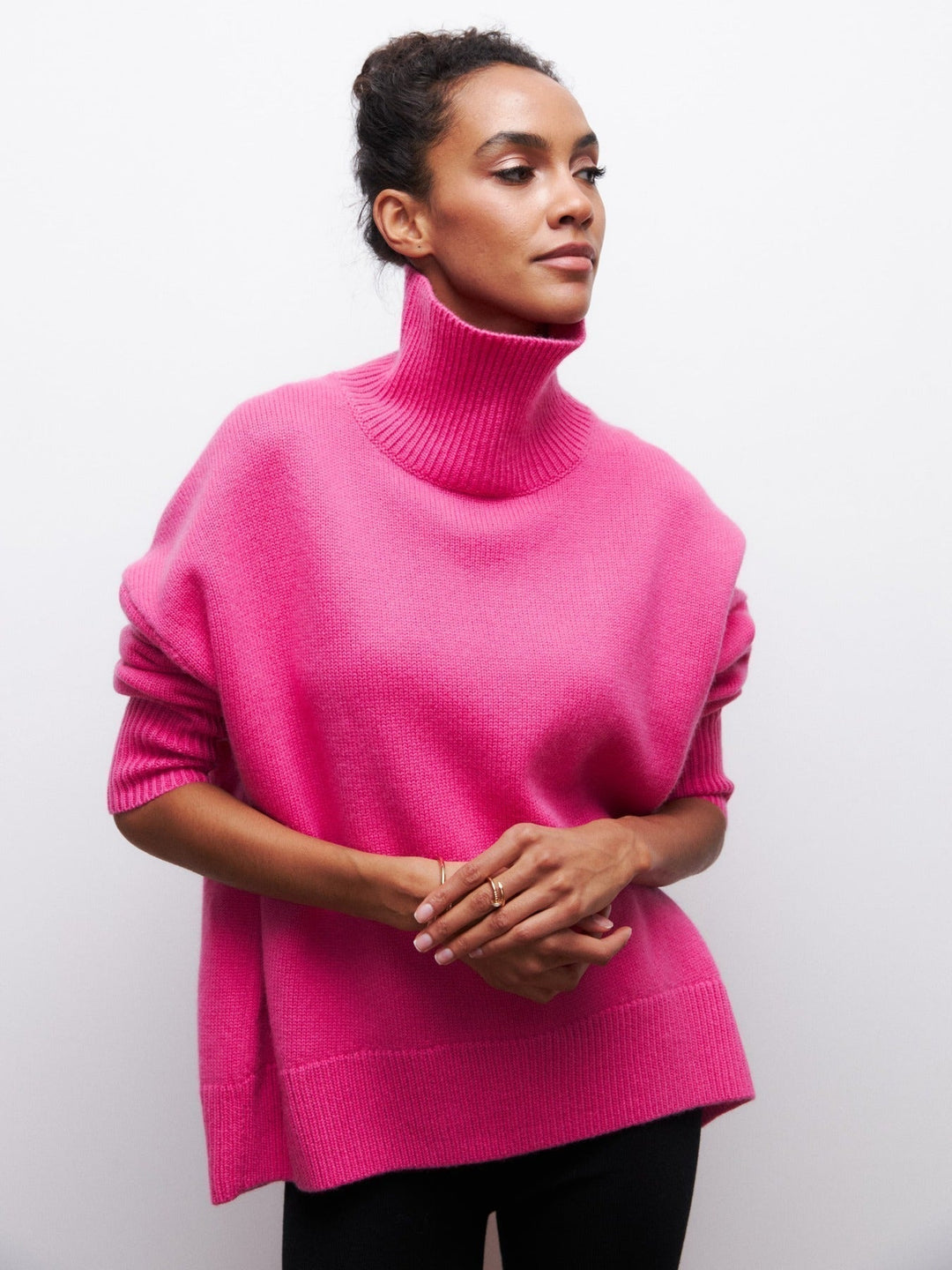 Levoire | Col Haut Pull En Tricot Grande Taille Mode De Tricot Pour Femmes Rosa