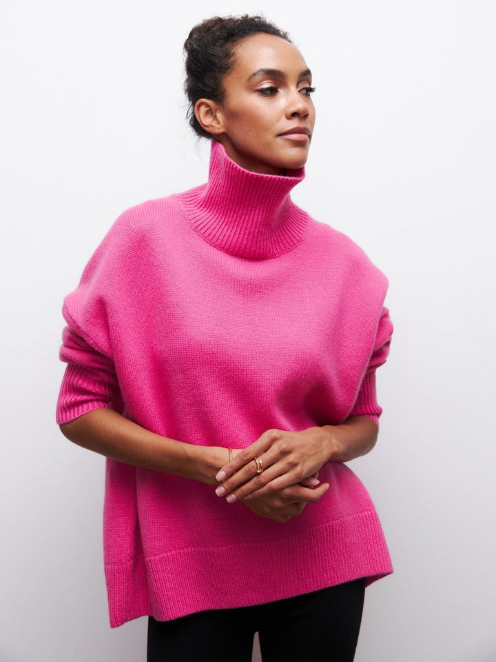 Levoire | Col Haut Pull En Tricot Grande Taille Mode De Tricot Pour Femmes Rosa