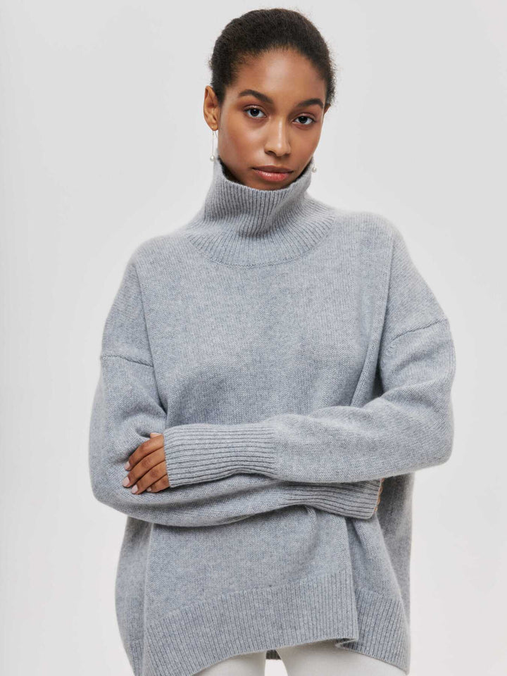 Levoire | Col Haut Pull En Tricot Grande Taille Mode De Tricot Pour Femmes Gris