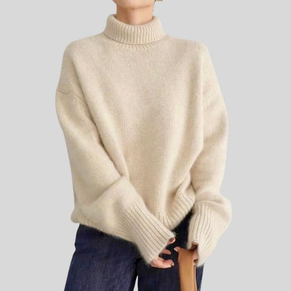 Levoire | Pull En Tricot Femme Loose Fit Avec Col Haut Blanc