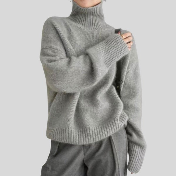 Levoire | Pull En Tricot Femme Loose Fit Avec Col Haut Gris