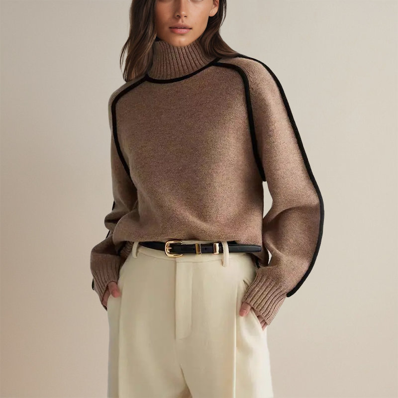 Levoire | Pull Pour Femmes Chaud Avec Coupe Décontractée Tricoté Braun