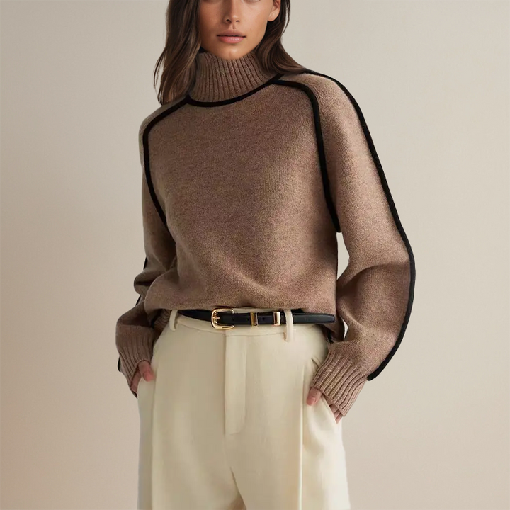 Levoire | Pull Pour Femmes Chaud Avec Coupe Décontractée Tricoté Braun