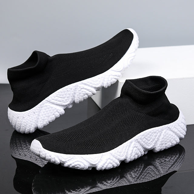 Levoire | Baskets Pour Hommes Sans Lacets Pour Pieds Larges Noir & Blanc