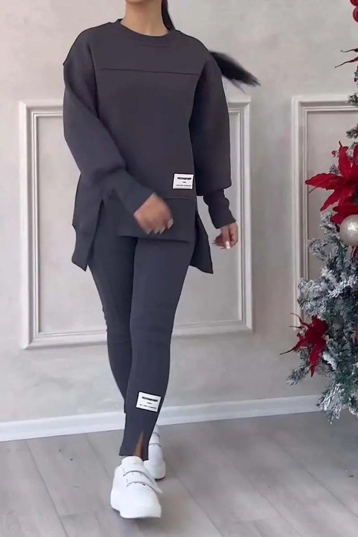 Levoire | Ensemble de tricot pour femmes à deux pièces Gris foncé