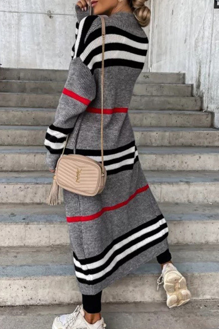 Levoire | Cardigan Élégant Plus Long Avec Ouverture Frontale Gris XL