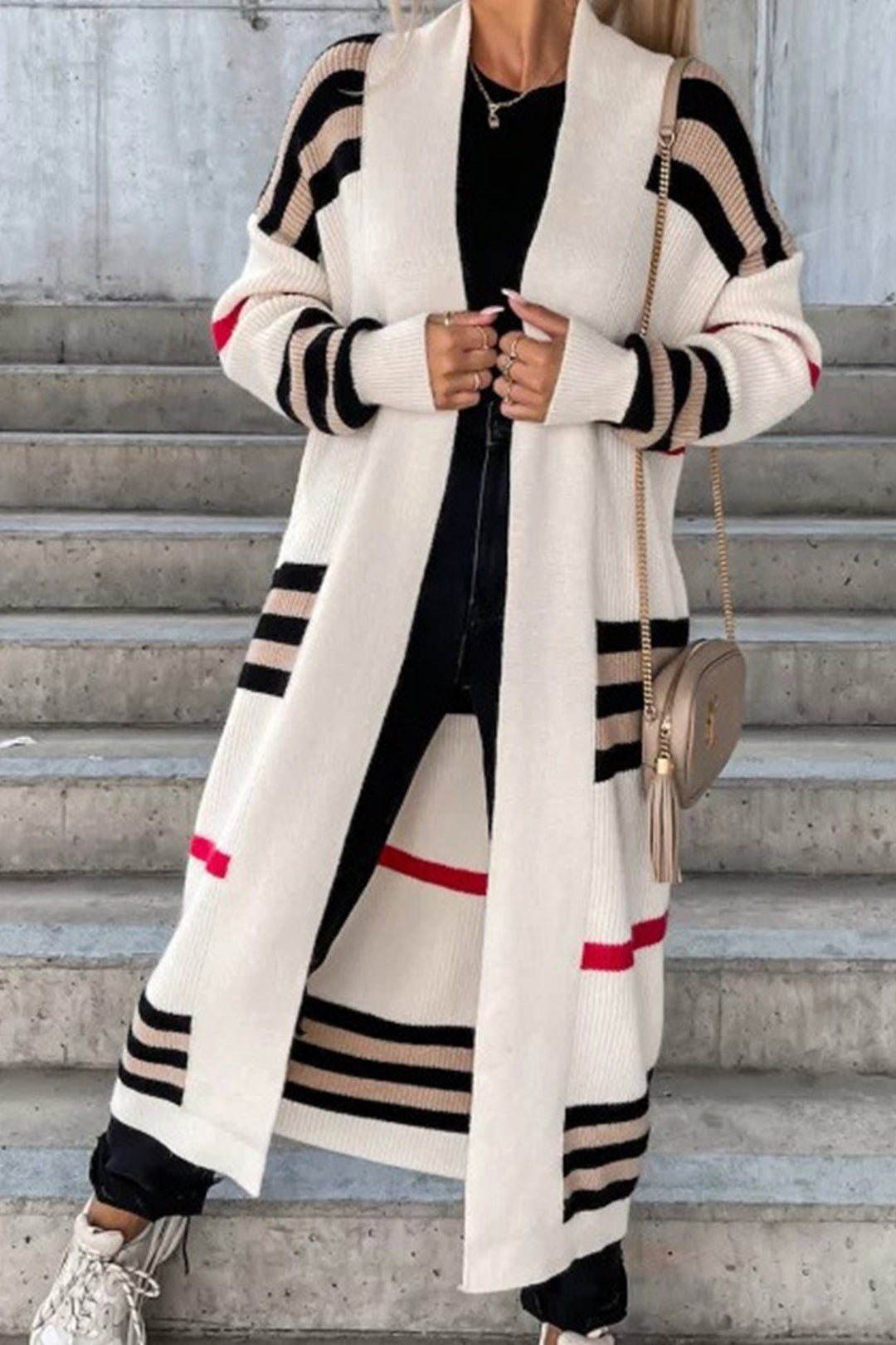 Levoire | Cardigan Élégant Plus Long Avec Ouverture Frontale Beige