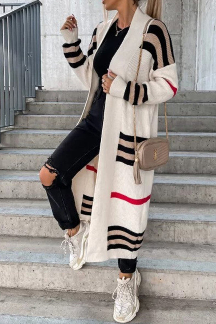Levoire | Cardigan Élégant Plus Long Avec Ouverture Frontale Beige 2XL