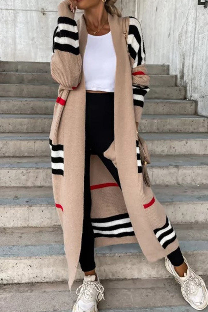 Levoire | Cardigan Élégant Plus Long Avec Ouverture Frontale Chameau