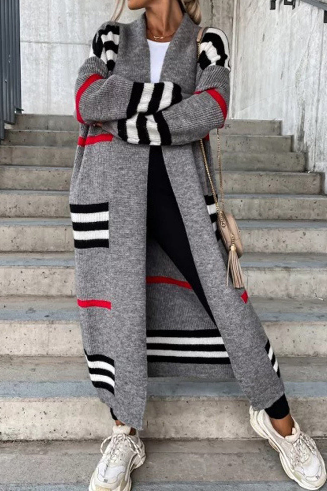Levoire | Cardigan Élégant Plus Long Avec Ouverture Frontale Gris