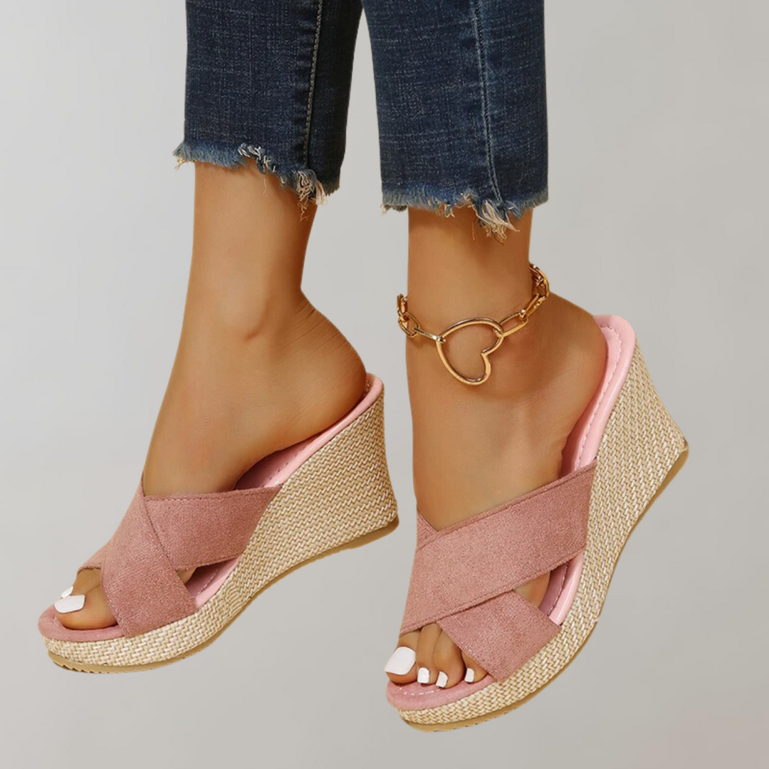 Levoire | Sandales À Talon Wedge Et Sangle Croisée Douce Pour Femmes Rosa