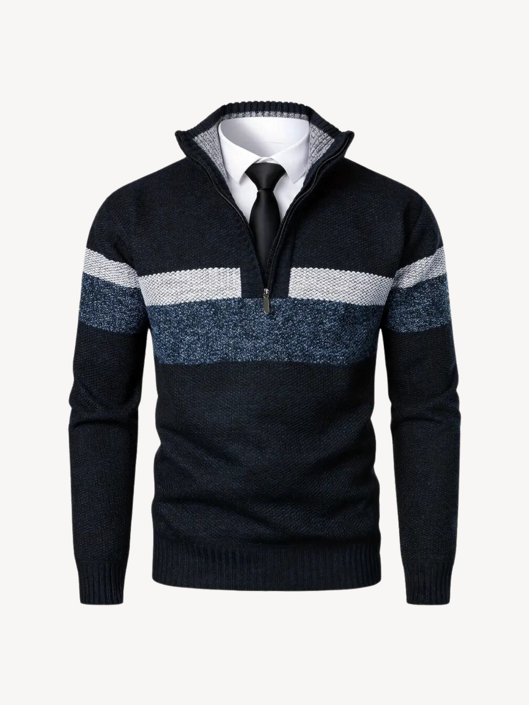 Levoire | Haut Col Pull, Avec Zip Semi-Métallique Bleu