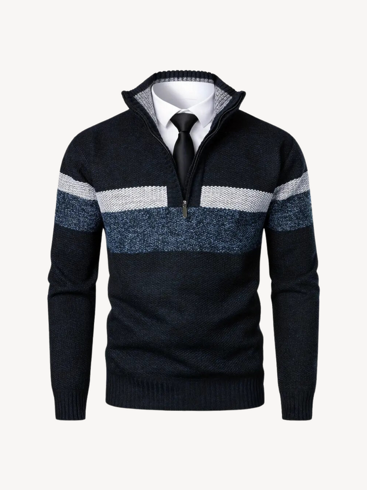 Levoire | Haut Col Pull, Avec Zip Semi-Métallique Bleu