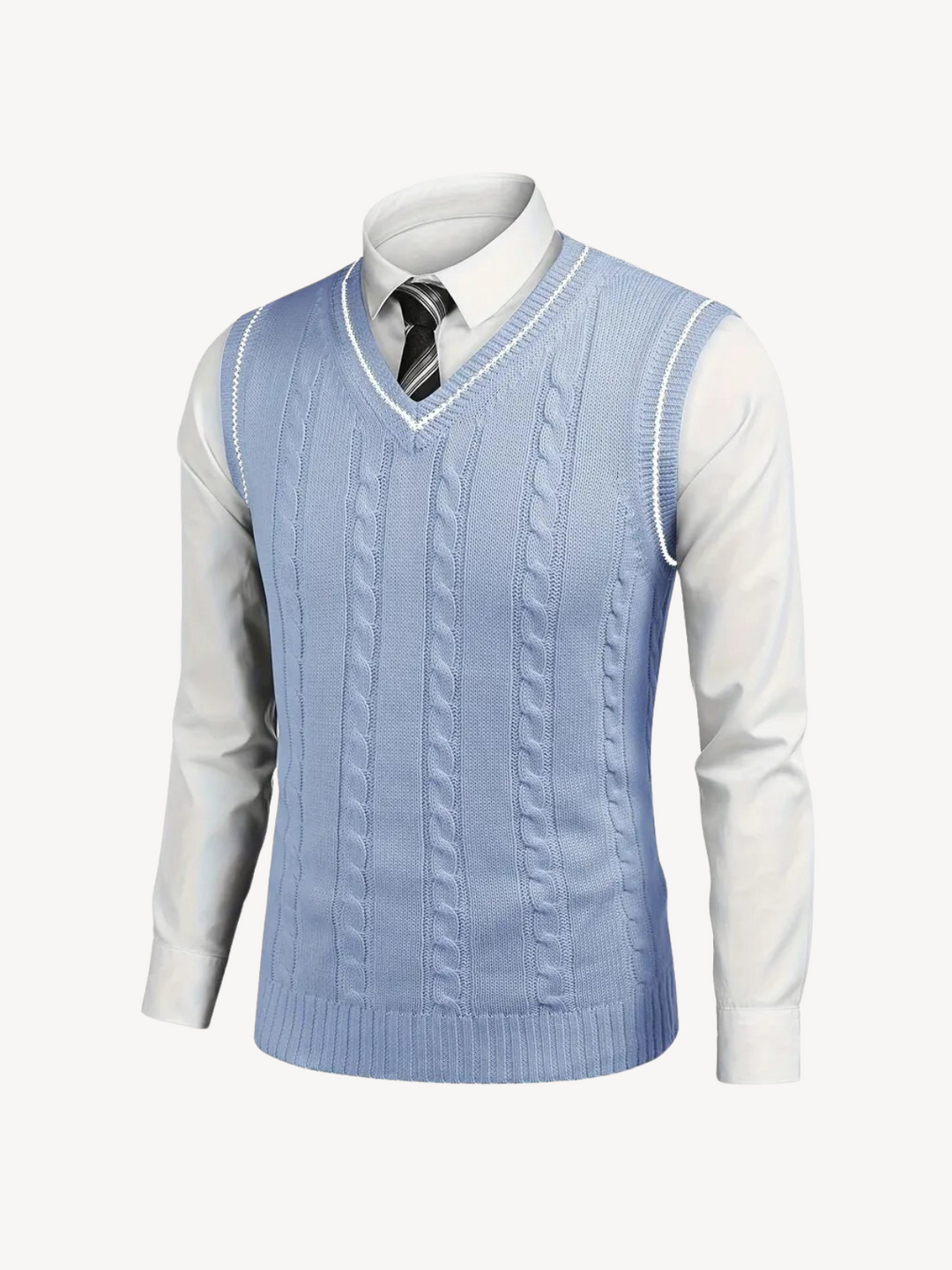 Levoire | Gilet en tricot avec des motifs en tresses Bleu clair