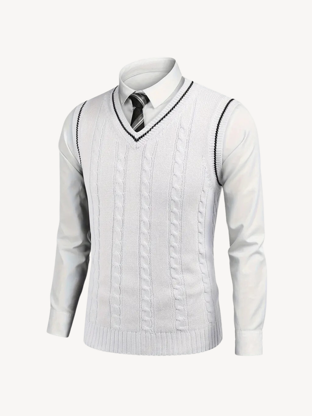 Levoire | Gilet en tricot avec des motifs en tresses Blanc