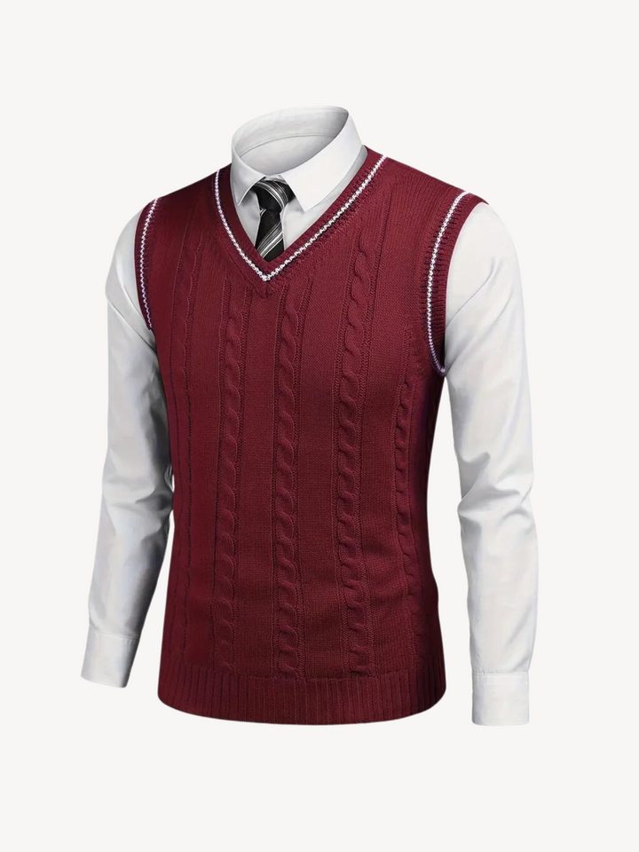 Levoire | Gilet en tricot avec des motifs en tresses Vin rouge
