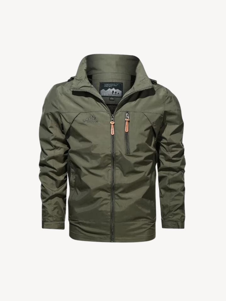 Levoire | Veste imperméable et coupe-vent avec capuche Vert olive militaire (Quasi épuisé)