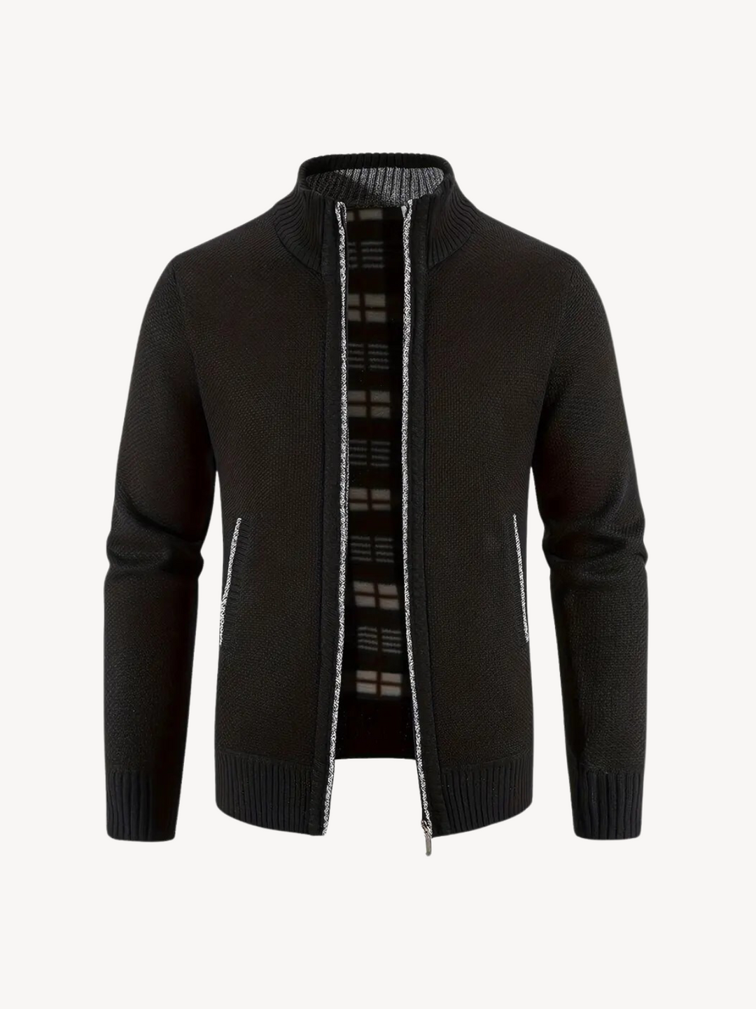 Levoire | Veste En Tricot Confortable Avec Zip Noir