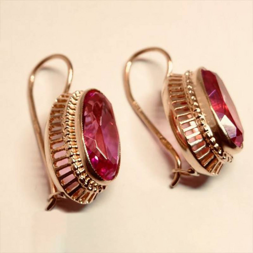 Levoire | Tri Des Vins Boucles D'Oreilles Cristal Rouge Rose Gold Or